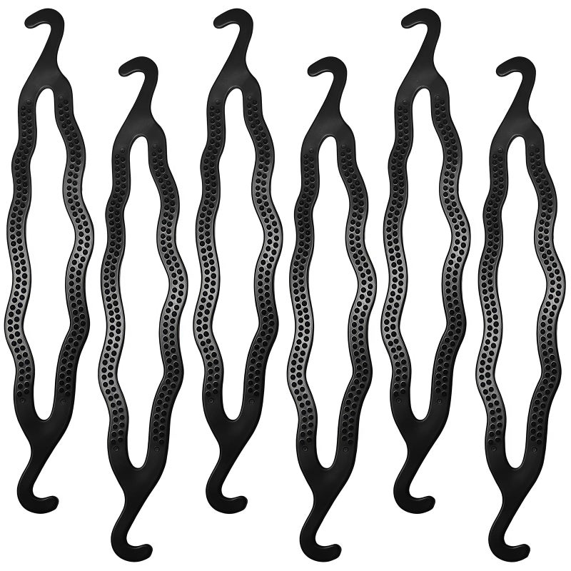 UPSTORE 6 PCS Black Hair Bun Makers - Upgraded Plastic Donut Shaper Set, Braiding Tool, Curler, and Instant Snap Buns for Women and Girls - Image 1